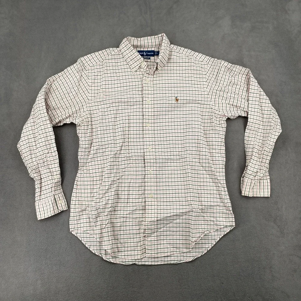 Ralph Lauren Mens Classic Fit Tattersall Check Button Down Shirt Pink Green L